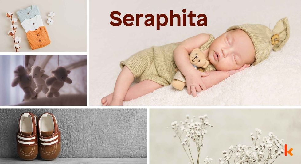 Baby Name Seraphita - cute baby, flowers, dress, shoes and toys.