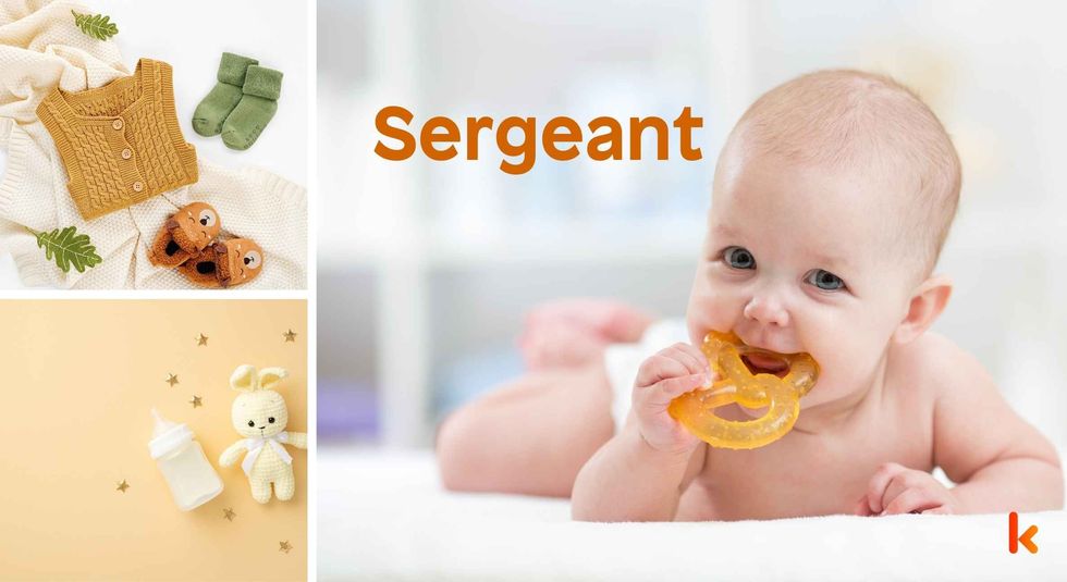Baby Name Sergeant - cute baby, dress, shoes and toys.