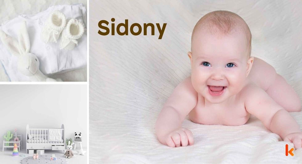 Baby name Sidony - cute baby, clothes, crib, accessories and toys.