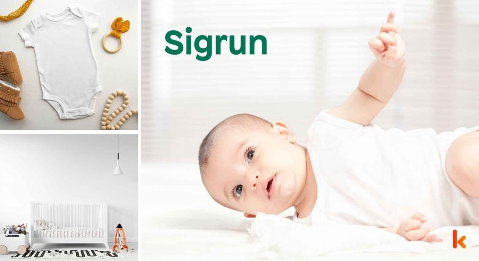 Baby name Sigrun - cute baby, clothes, crib, accessories and toys.