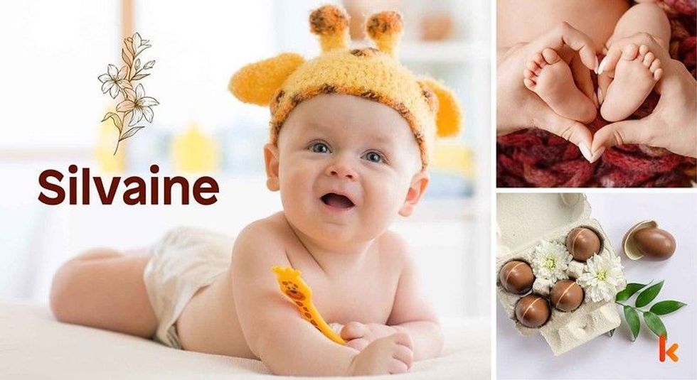 Baby name Silvaine - cute baby, baby feet, baby clothes & baby flowers.