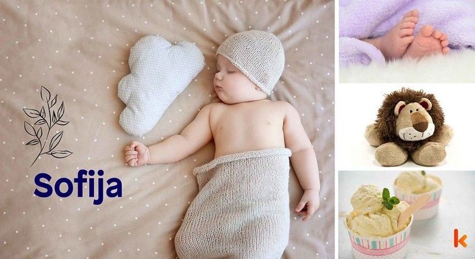 Baby name sofija - cute baby, feet, ice-cream, toy