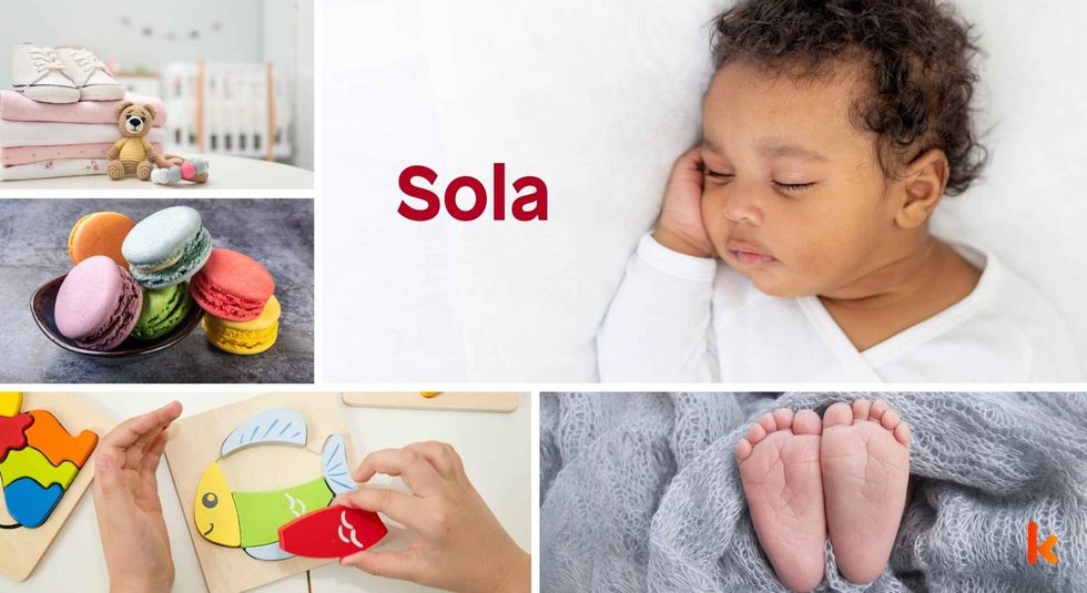 Baby name Sola - cute baby, baby feet, toys, macarons & clothes.