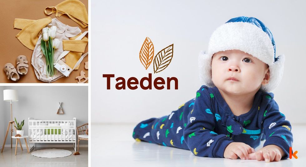 Baby name taeden - cute baby, baby crib, clothes, baby booties, toy