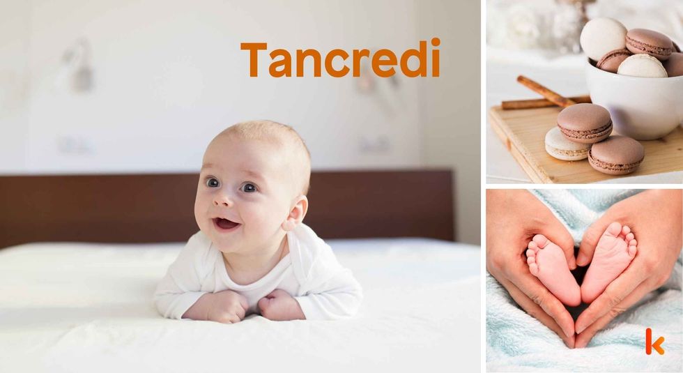 Baby name Tancredi - cute baby, macarons, feet