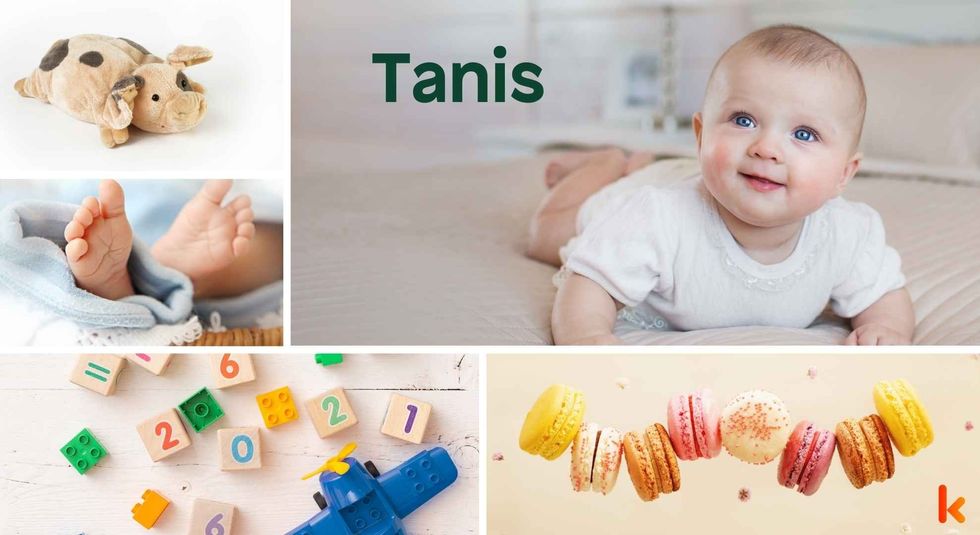 Baby name Tanis - cute baby, feet, toys, macarons