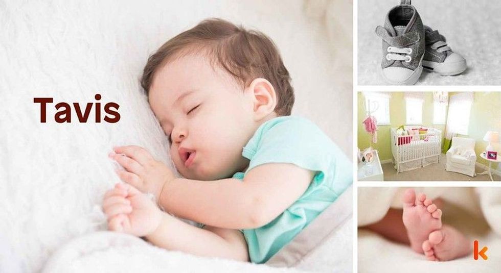 Baby name Tavis - cute baby, booties, feet & baby mobile
