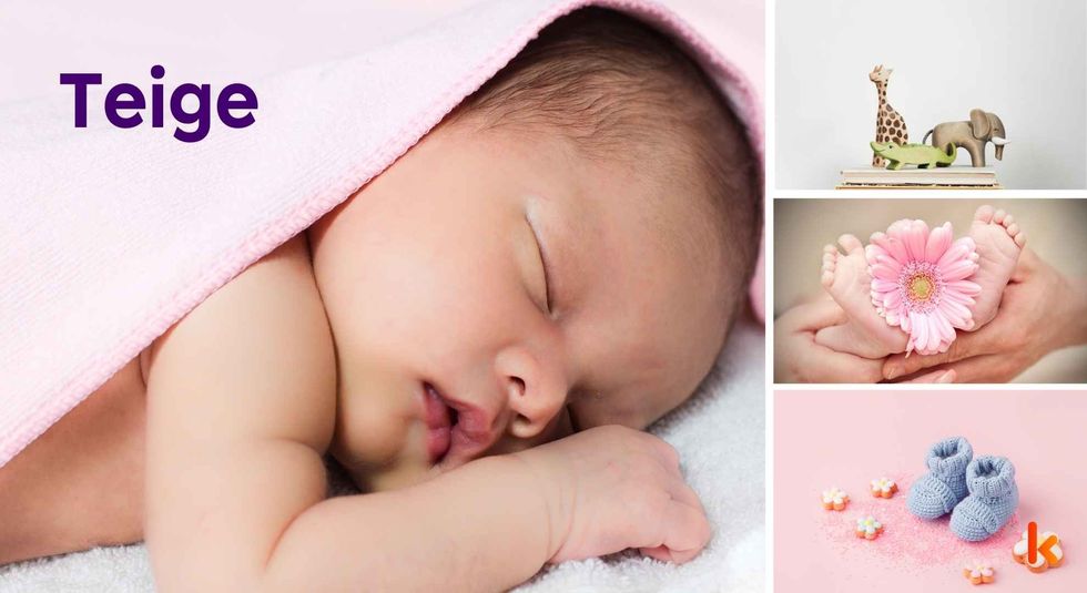 Baby name Teige - cute baby, toys, booties and feet