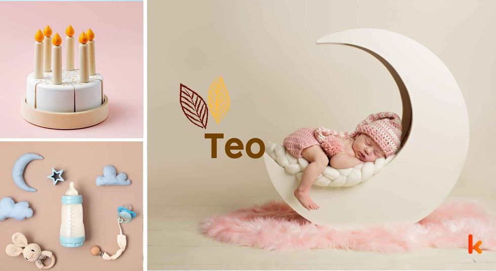Baby name Teo - cute baby, cake, bottle