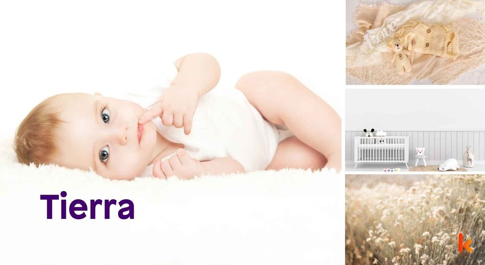 Baby name Tierra - cute baby, clothes, flowers and crib