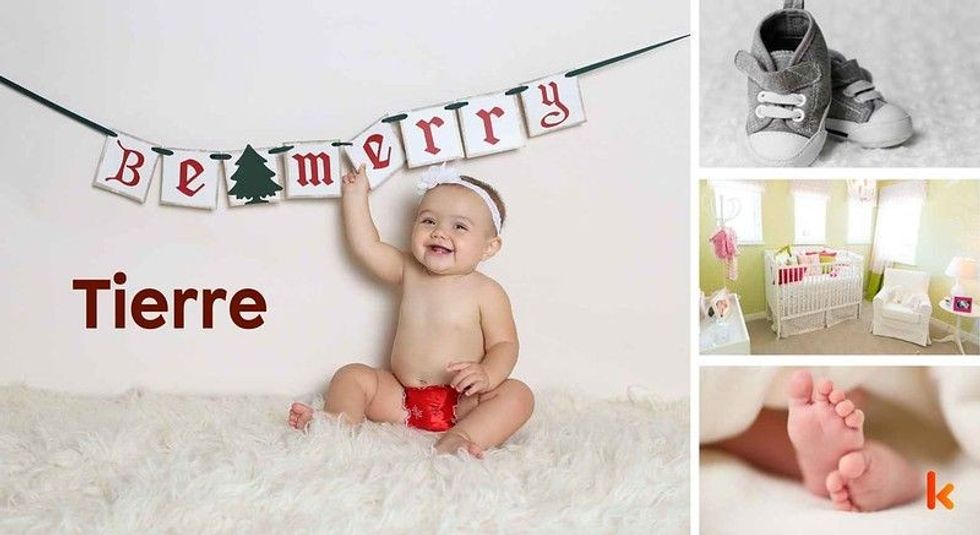 Baby name Tierre - cute baby, booties, feet & baby mobile