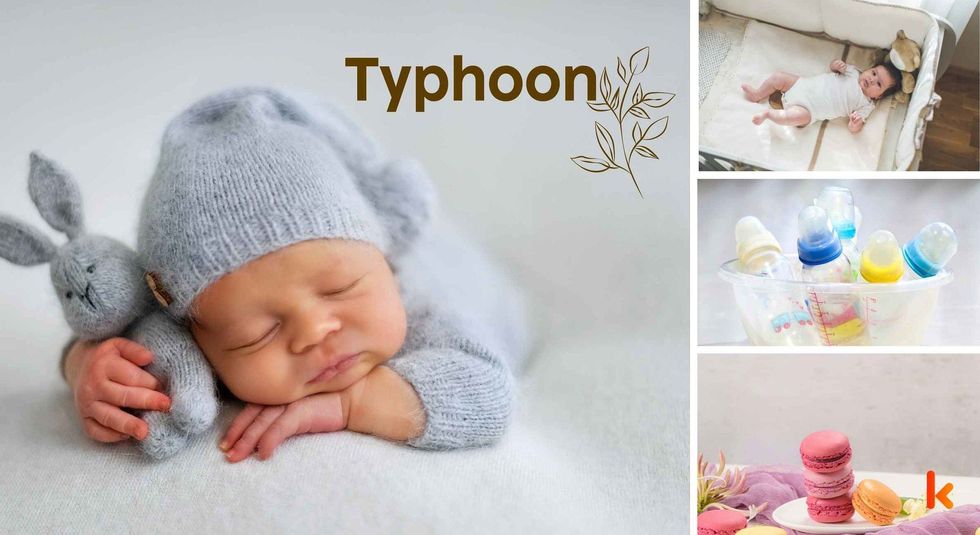 Baby name Tyno - cute baby, baby crib, bottles & macarons