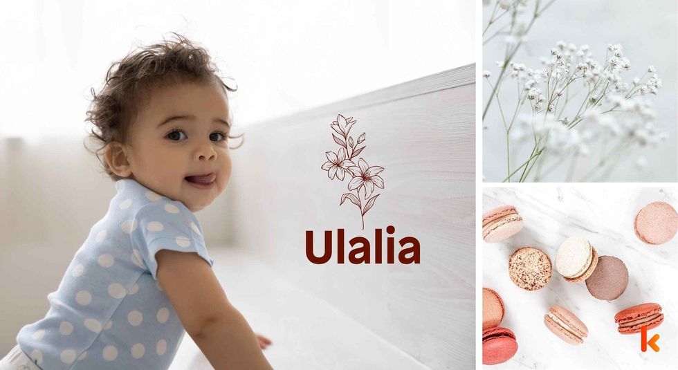 Baby name Ulalia - cute baby, flowers & macarons