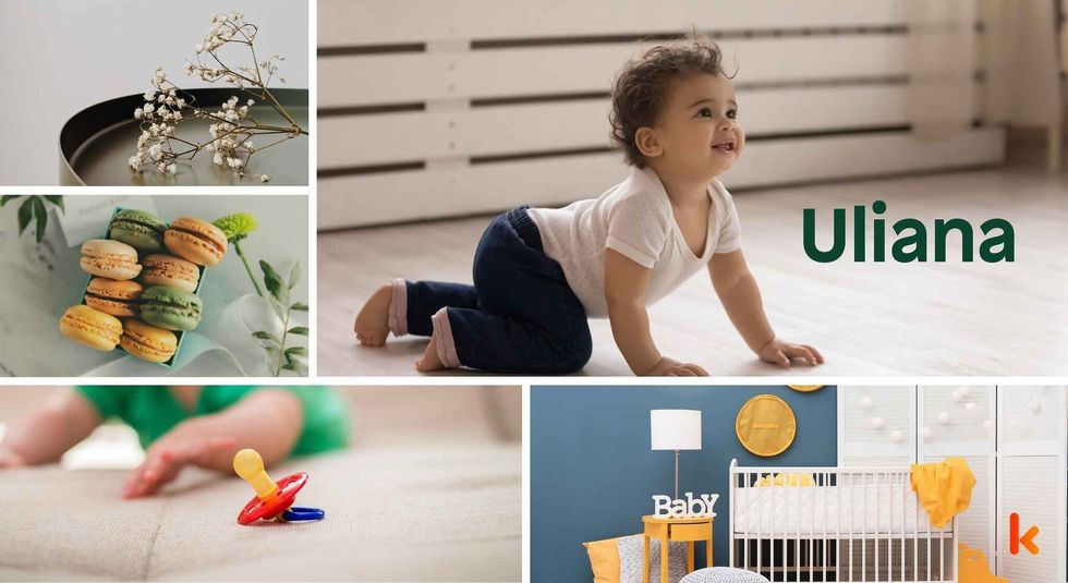 Baby name Uliana - cute baby, flowers, macarons & baby room