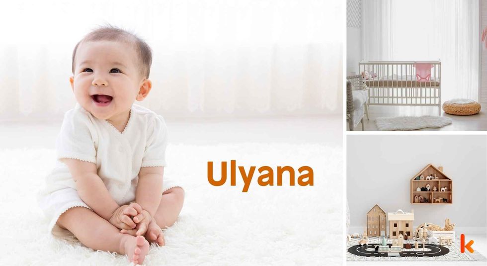 Baby name Ulyana - cute baby, crib and toys