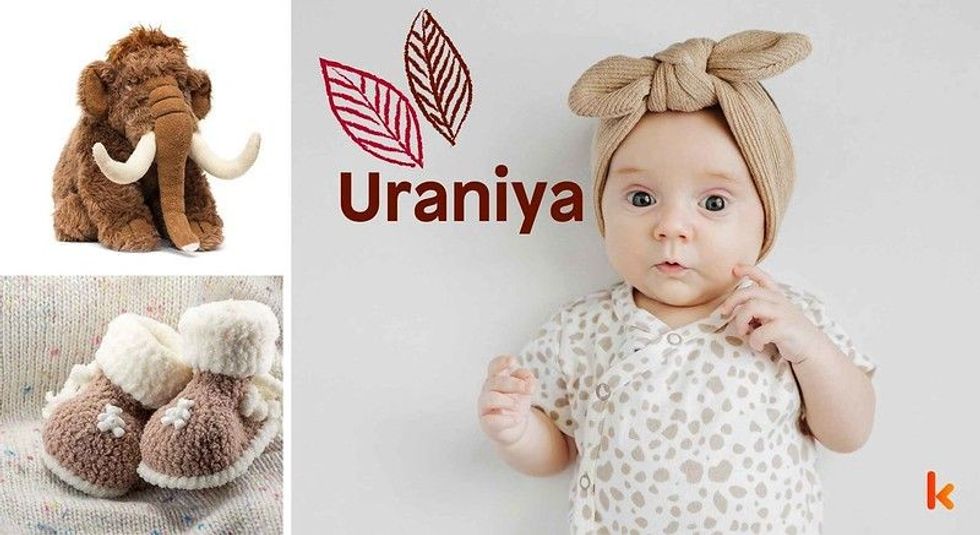 Baby Name Uraniya - cute baby, flowers, shoes and toys.