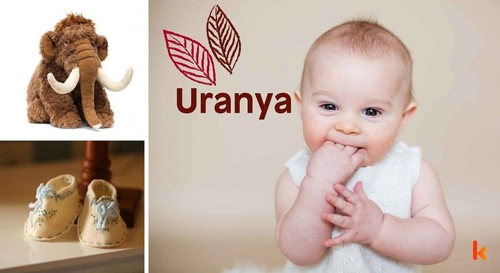 Baby Name Uranya - cute baby, flowers, shoes and toys.