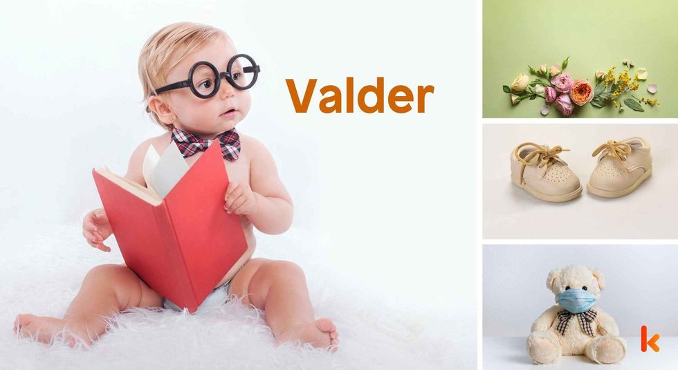Baby Name Valder - cute baby, flowers, shoes and toys.