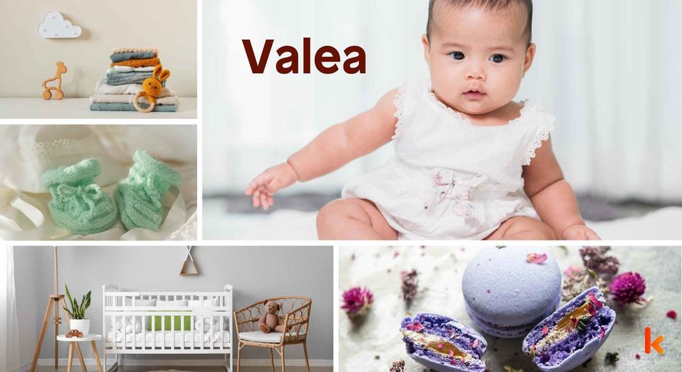 Baby Name Valea - cute baby, flowers, shoes and toys.