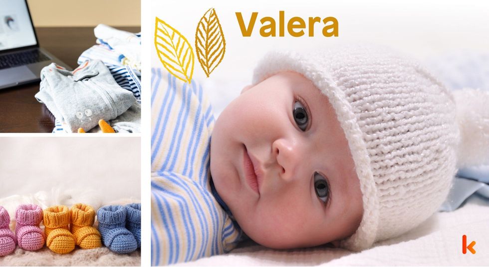 Baby Name Valera - cute baby, flowers, shoes and toys.