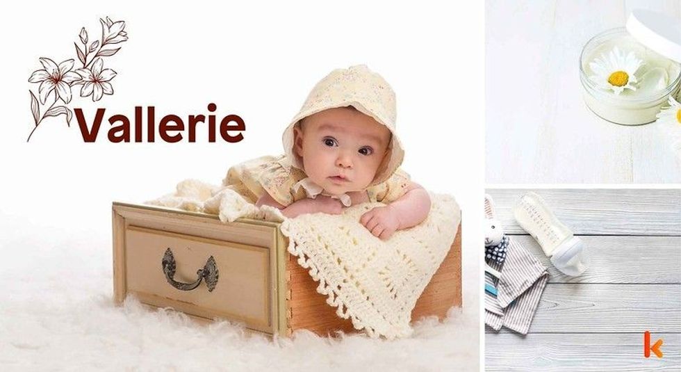 Baby name Vallerie - Cute ,baby, wood, clothes & flowers.