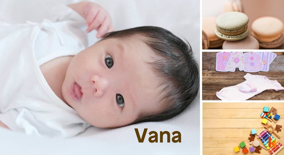Baby name Vana - cute, baby, macaron, toys, clothes.