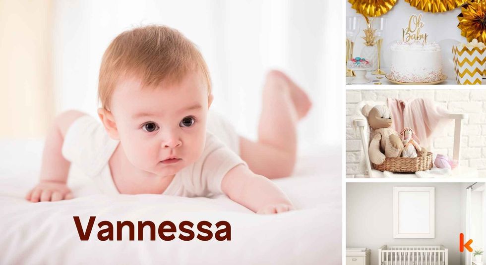 Baby Name Vannessa- cute baby, crib, cake, toys 
