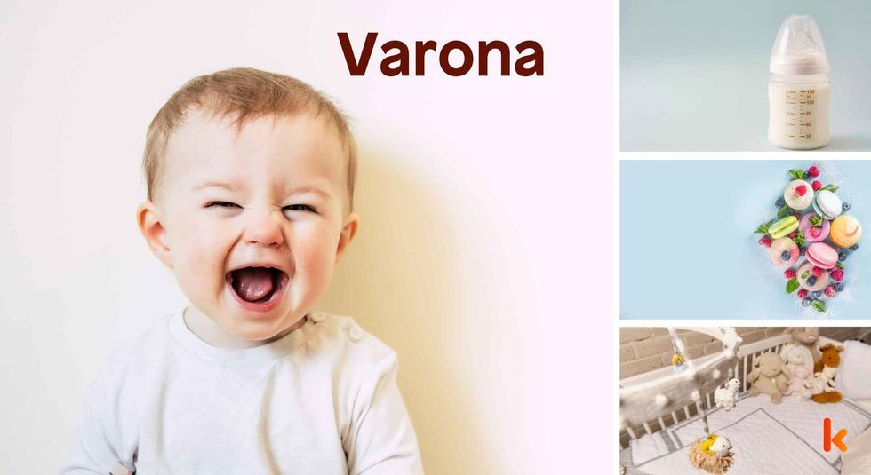 Baby Name Varona- cute baby, crib, sipper, macarons.