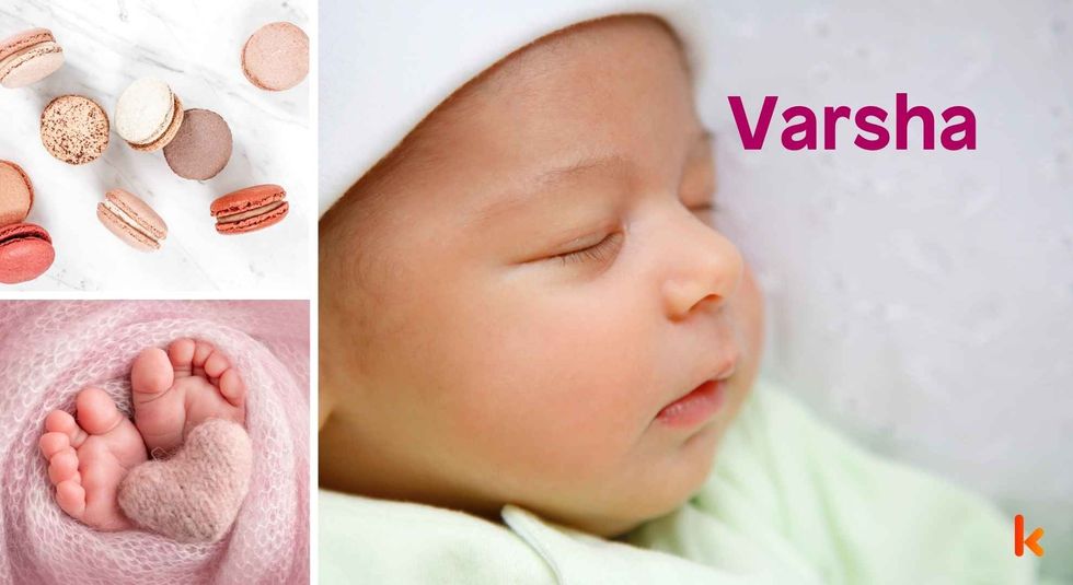 Baby name Varsha - cute baby, macarons and feet