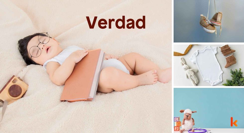 Baby Name Verdad - cute baby, flowers, dress, shoes and toys.