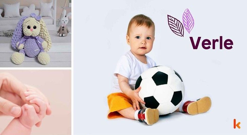 Baby name Verle - cute baby, ball, crochet & toys
