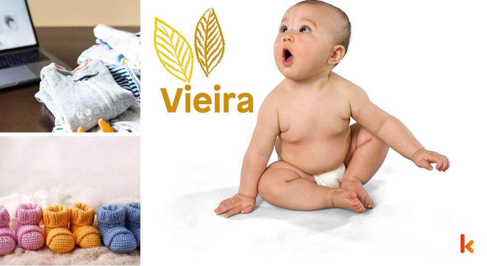 Baby Name Vieira - cute baby, flowers, dress, shoes and toys