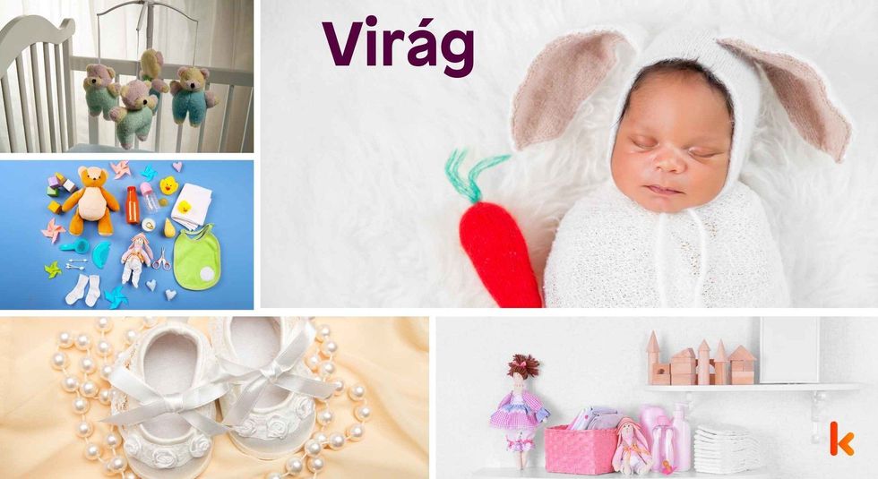 Baby Name Virág- cute baby, crib, toys, accessories, booties.