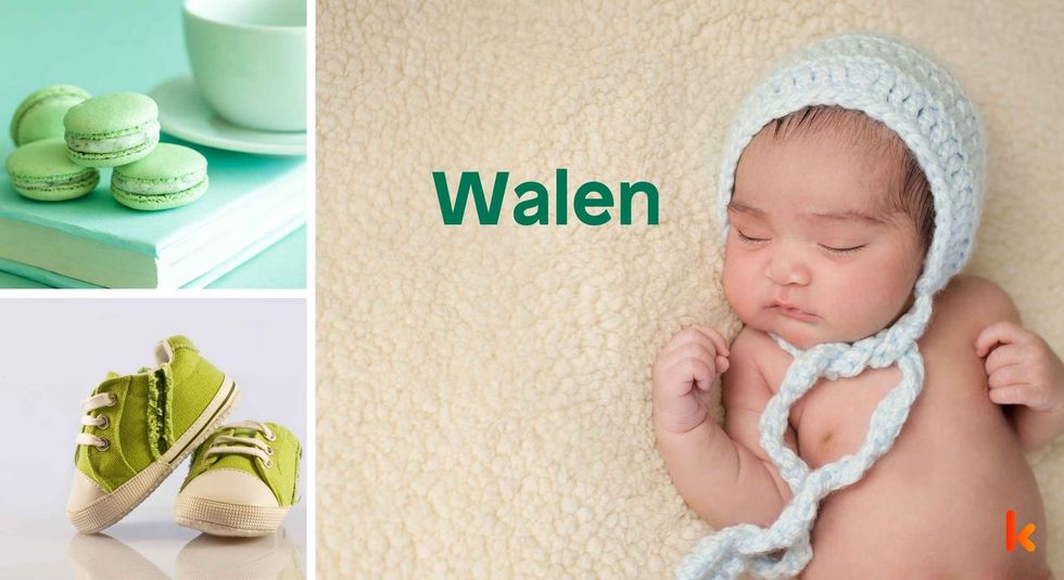 Baby Name Walen - cute baby, flowers, shoes, macarons and toys.
