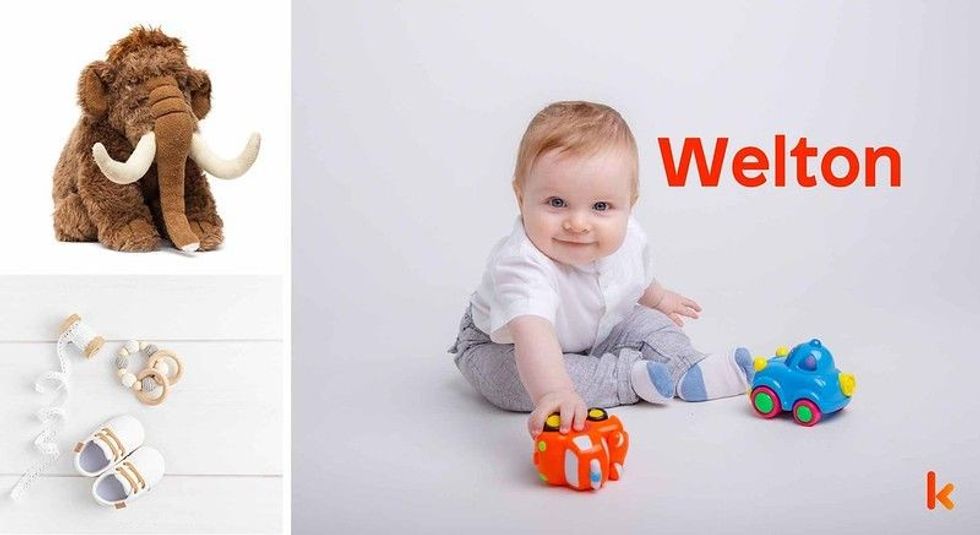 Baby Name Welton - cute baby, shoes and toys.