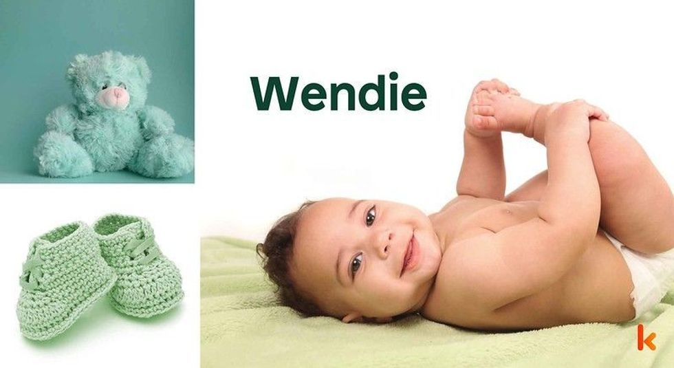Baby Name Wendie - cute baby, shoes and toys.