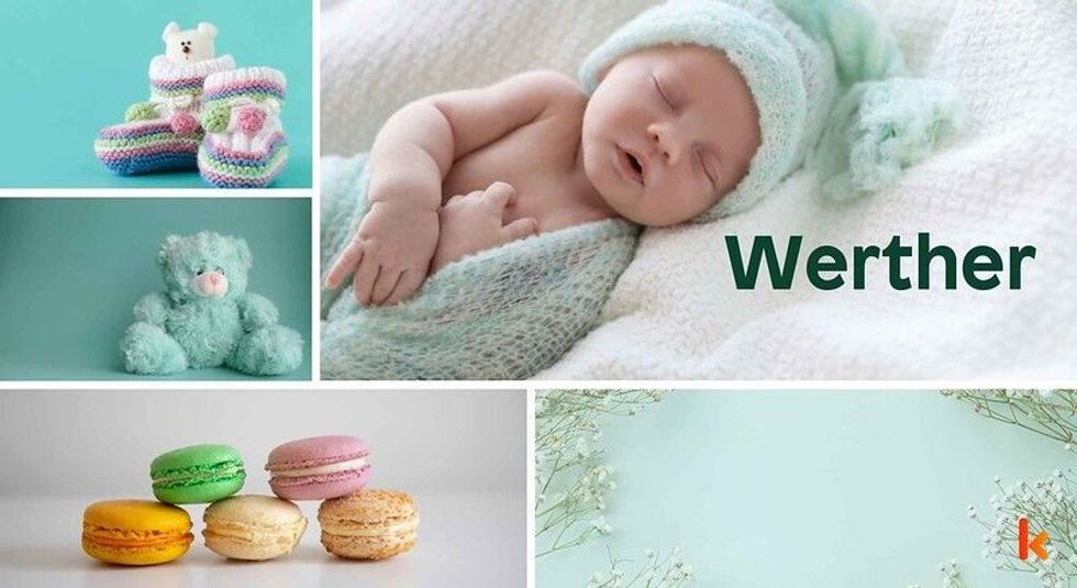 Baby Name Werther - cute baby, shoes, macarons and toys