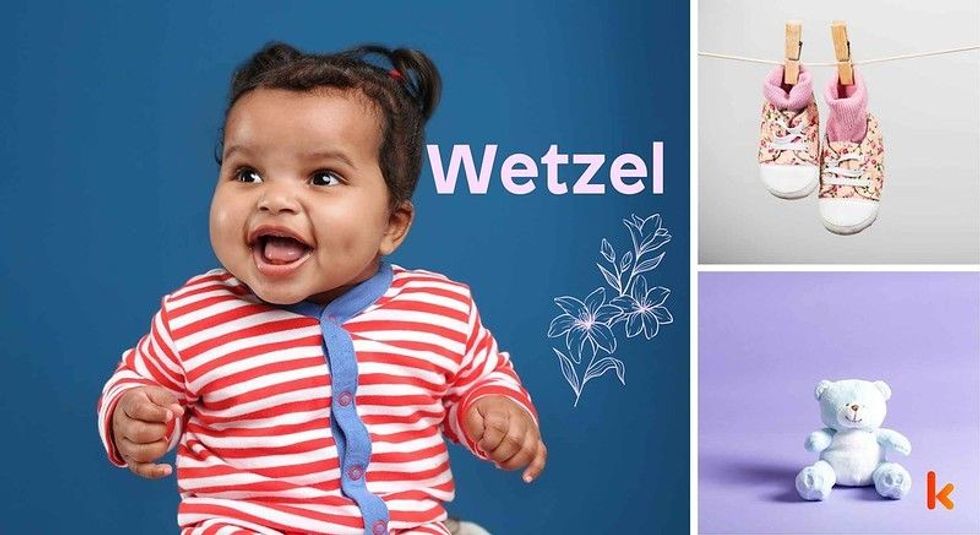Baby Name Wetzel - cute baby, shoes and toys.