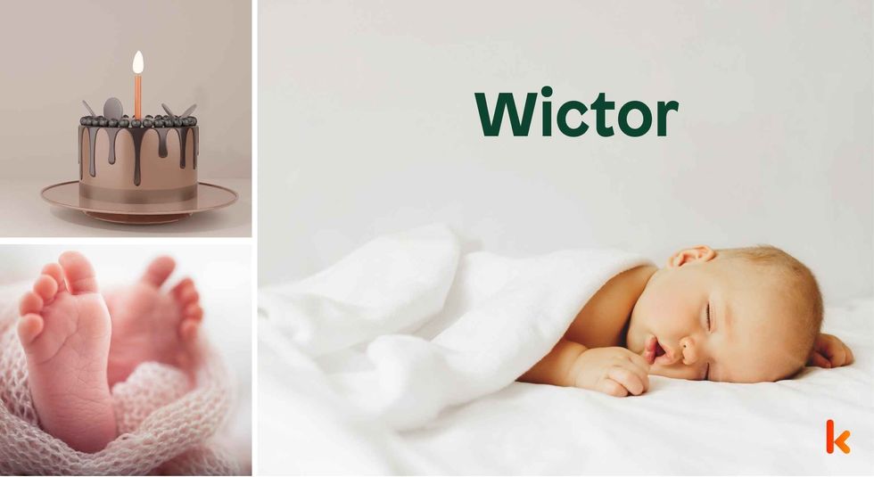 Baby name Wictor - cute baby, feet, cake 