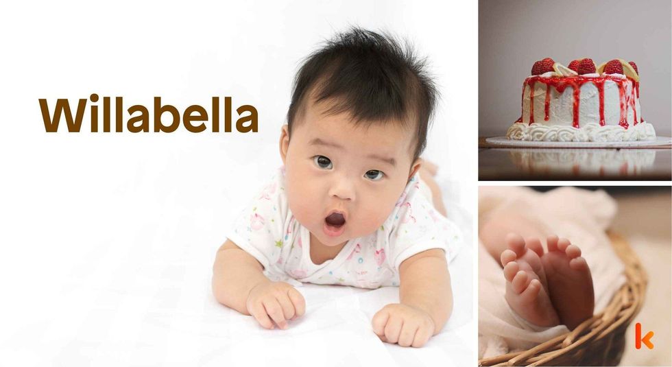 Baby name Willabella - cute baby, feet, cake.