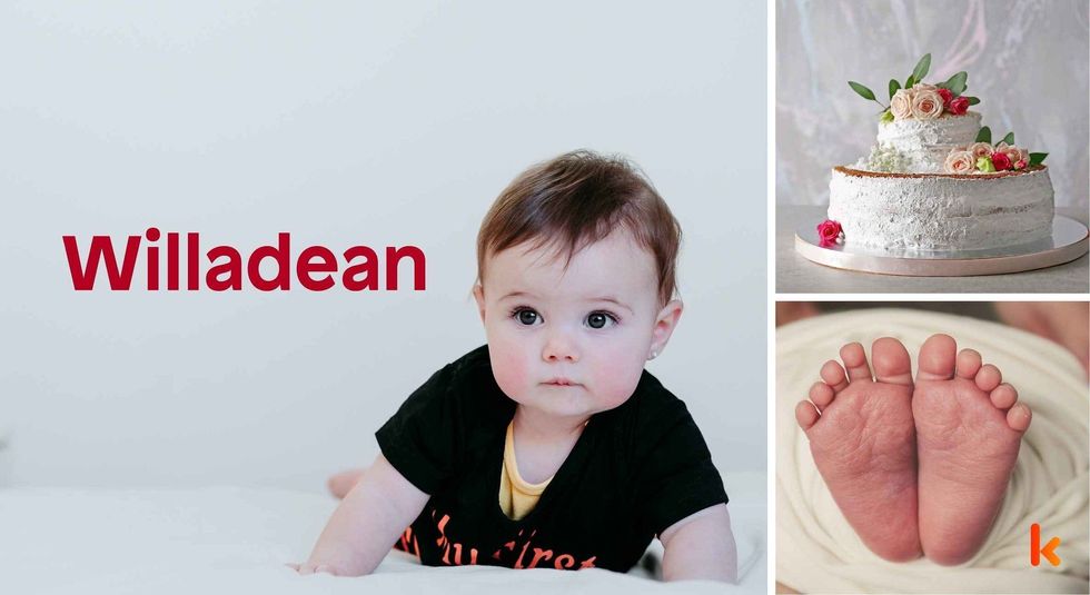 Baby name Willadean - cute baby, feet, cake.