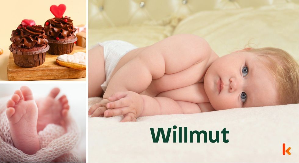 Baby name Willmut - cute baby, feet, cake 