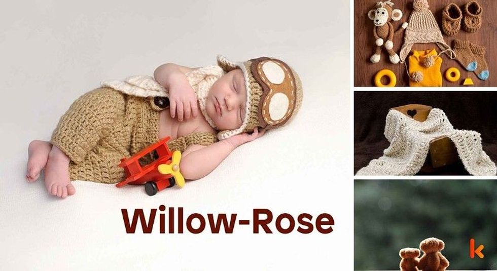 Baby Name Willow-Rose - cute baby, shoes, cradle and toys.