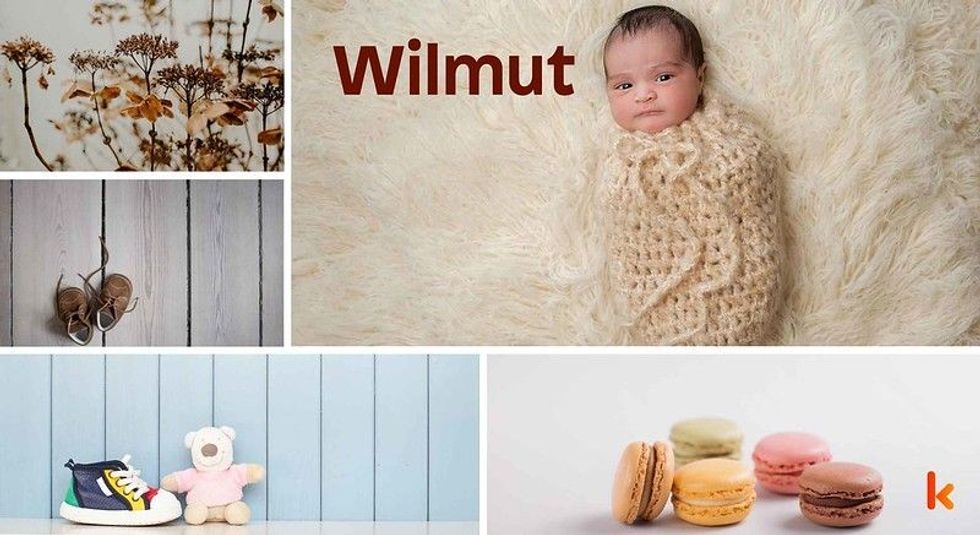 Baby Name Wilmut - cute baby, flowers, shoes, macarons and toys.