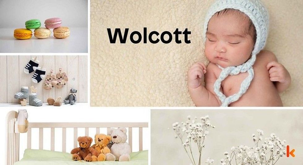 Baby Name Wolcott - cute baby, flowers, shoes, macarons and toys.
