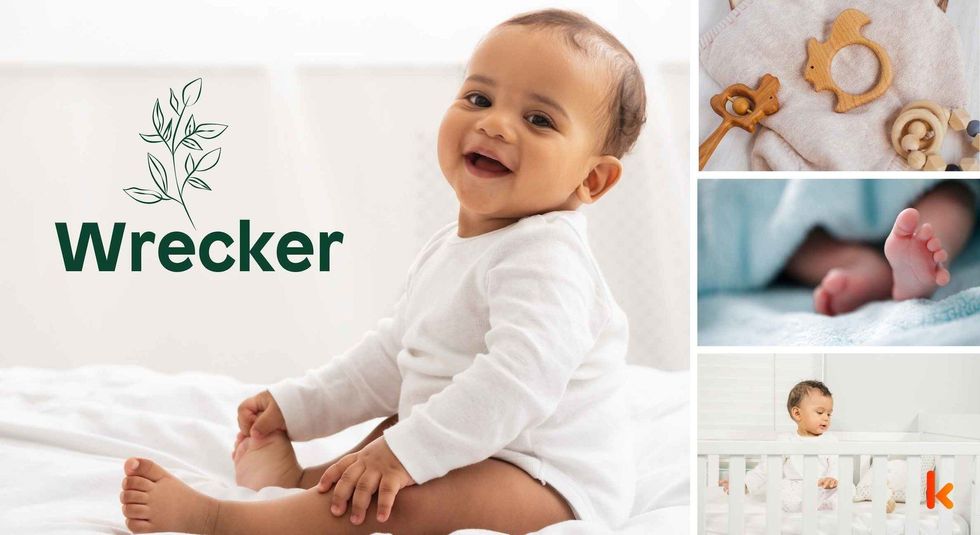Baby name Wrecker - cute baby, teether, feet & baby crib.