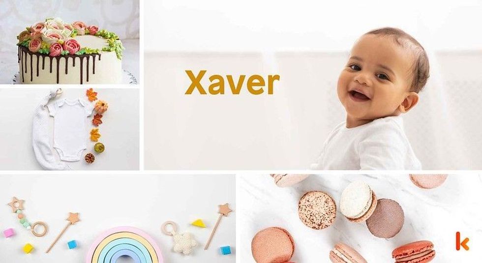 Baby Name Xaver - cute baby, baby clothes, cake, macarons.