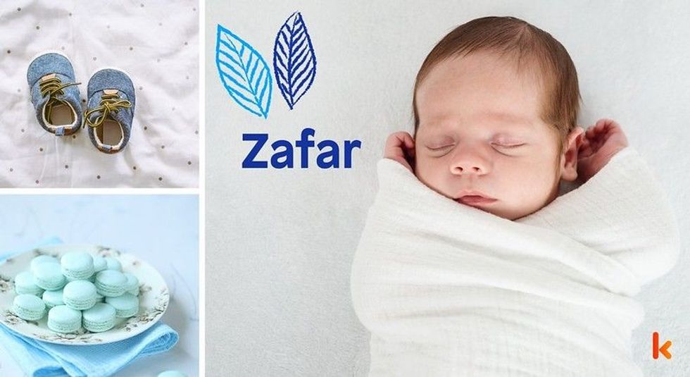 Baby Name Zafar - cute baby, flowers, shoes, macarons and toys