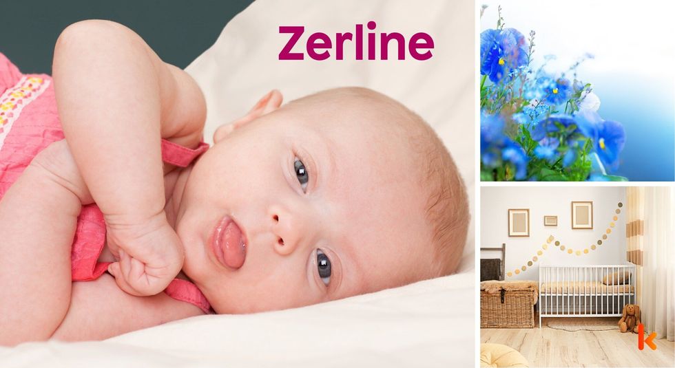 Baby name Zerline - cute baby, flower, crib