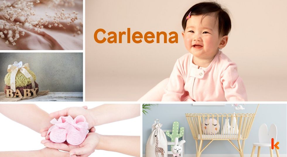 Baby Names Carleena- Cute baby smiling in pink dress.